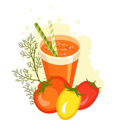 illustration glass glass with detox cocktail for health and energy with slices of vegetablesのイラスト素材