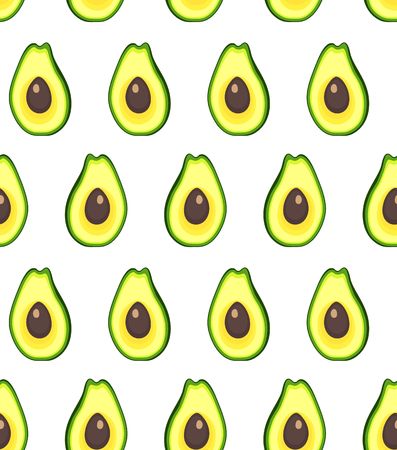 image seamless pattern of fresh avocado fruits cut into slicesのイラスト素材