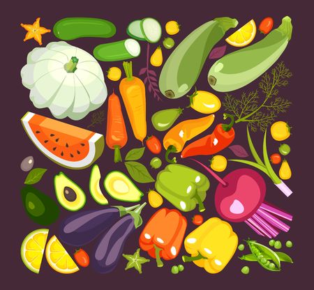 collection of ripe vegetablesのイラスト素材
