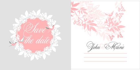 illustration template greeting card invitation for wedding decorated with eucalyptus leavesのイラスト素材