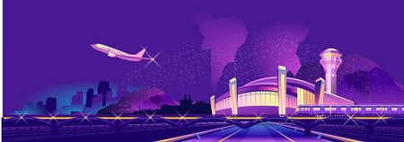 Night neon airportのイラスト素材