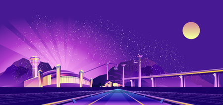 Night neon airportのイラスト素材
