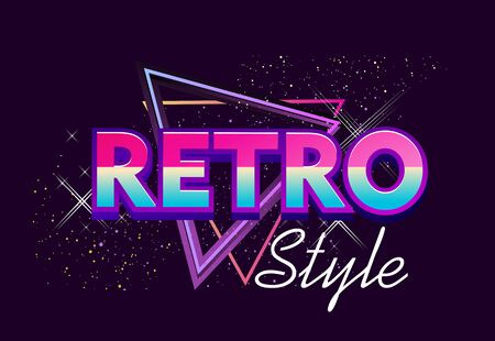 Retrowave virtual reality, laser sky show, sci-fi , neon on a background of a triangle in starry space. synthwave vector backgroundのイラスト素材