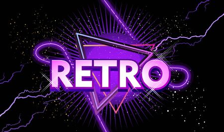 retro banner with neon lightのイラスト素材
