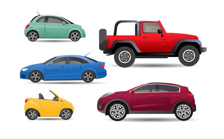 Set of personal realistic carsのイラスト素材