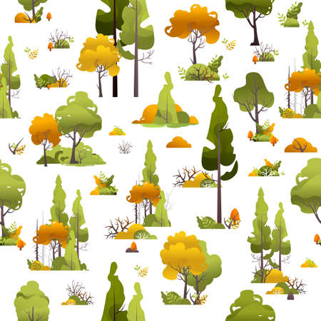bushes trees seamless pattern vectorのイラスト素材