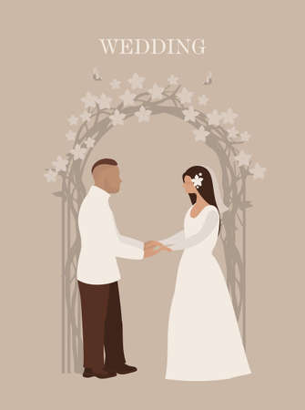 wedding ceremony bride and groomのイラスト素材