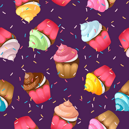 cupcake seamless pattern sweet pastriesのイラスト素材