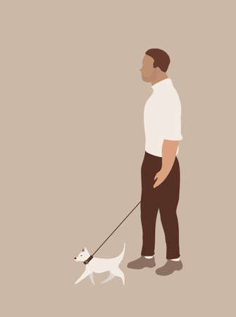 abstract modern men and dog vector cardのイラスト素材