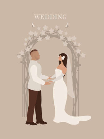wedding ceremony bride and groomのイラスト素材