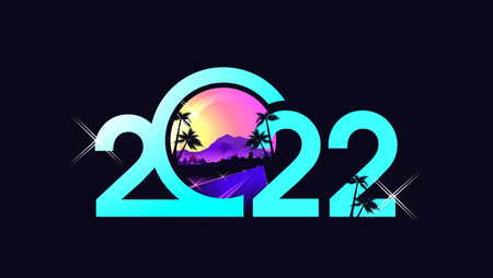 2022 year numbers tropical banner vectorのイラスト素材
