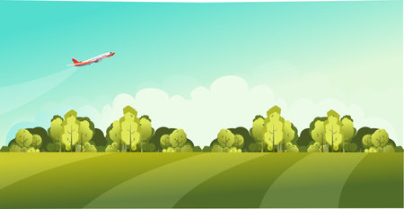 Nature rural landscape summer dayのイラスト素材