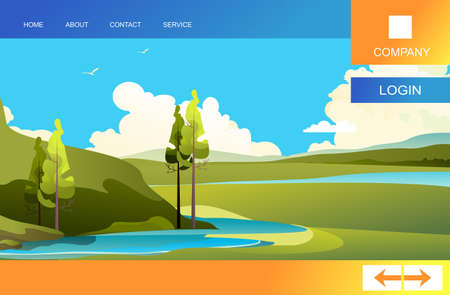 summer natural landscape concept bannerのイラスト素材