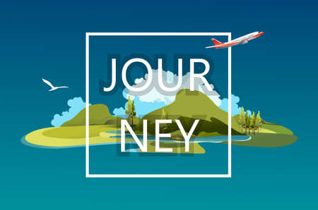 summer natural landscape concept bannerのイラスト素材