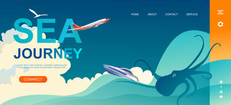 nautical adventure concept banner seaのイラスト素材