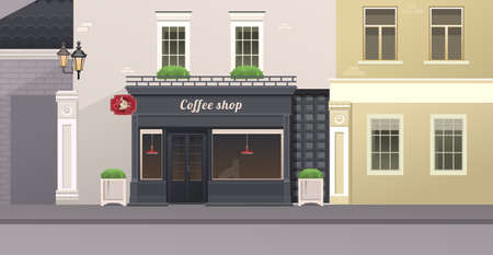 shop or coffee house buildingのイラスト素材