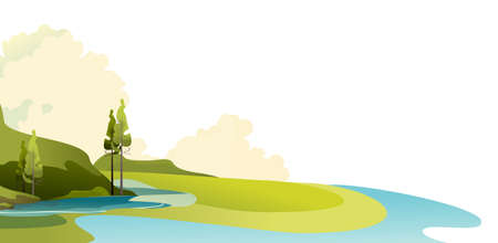 Nature rural landscape summer dayのイラスト素材