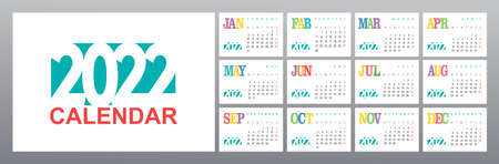 wall calendar 2022 black background setのイラスト素材
