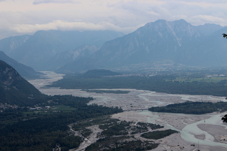 tagliamento river in italy in an overviewの写真素材