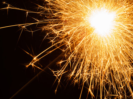 A sparkler closeup on black background