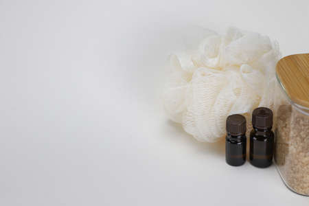 a set of accessories for an aromatic bath and SPA treatments at home without peopleの写真素材
