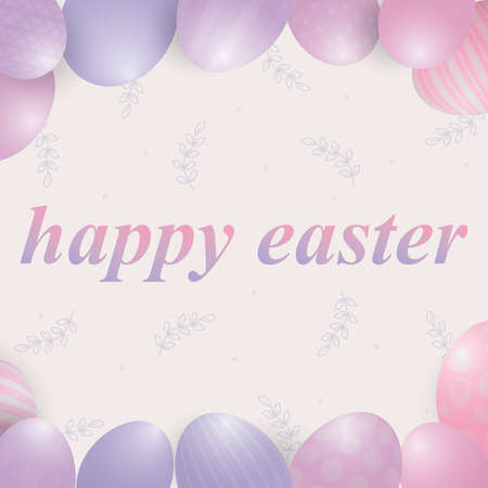 Easter poster and banner template with Easter eggs on a light background. Greetings and gifts for Easter in a realistic vintage style. Promotion and shopping template for Easterのイラスト素材