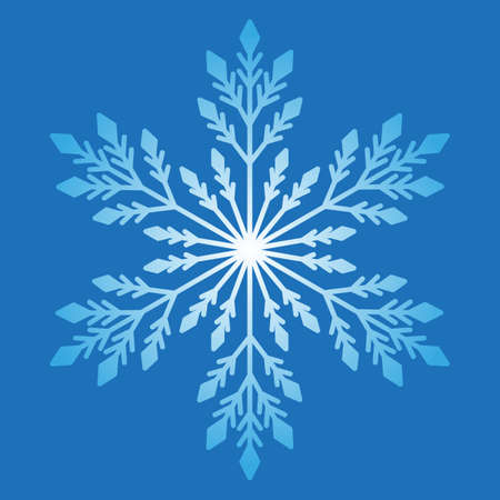 blue openwork snowflake isolated on a blue background, gradient, vector graphics for Christmas and New Years illustration, design element, decorのイラスト素材