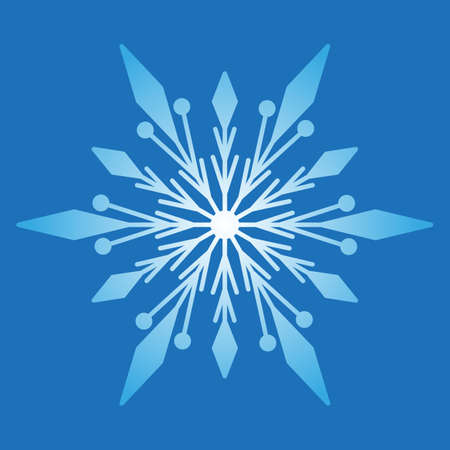 blue openwork snowflake isolated on a blue background, gradient, vector graphics for Christmas and New Years illustration, design element, decorのイラスト素材