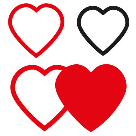 Vintage vector heart icons on a white background. love symbol isolated object valentine graphicのイラスト素材