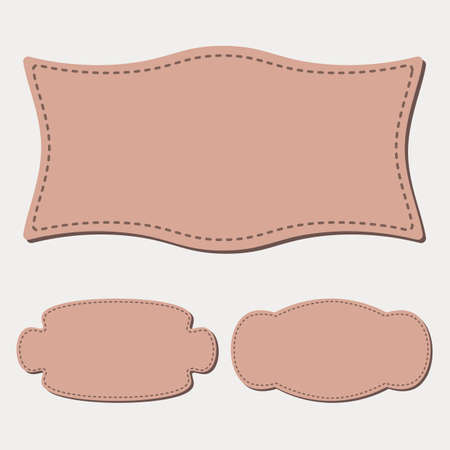 set of vintage frames with dotted outline for lettering, pink color, vector, place for textのイラスト素材