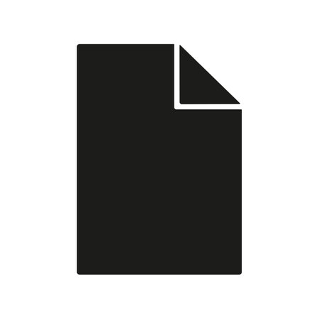 isolated document icon on white background, black fill, vector illustrationのイラスト素材