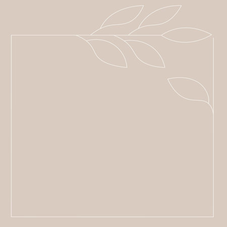 light line on beige background, frame with floral ornament, social media publication template, postcard, poster, place for text, exquisite decoration, illustrationのイラスト素材