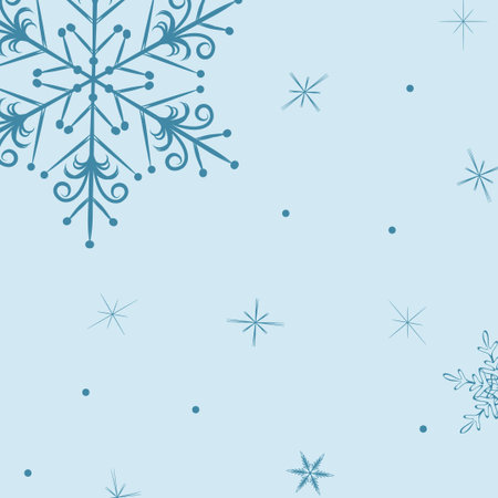 abstract drawing of a snowflake on a blue background, an empty template for a social network post, a...