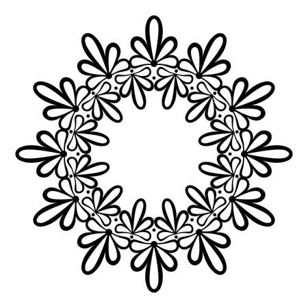 an ornament of eighteen decorative elements arranged in a circle, a black outline isolated on a white background, illustrationのイラスト素材