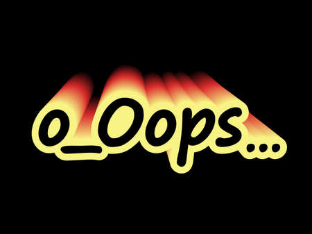 Volumetric text Oops with yellow-red gradient on a black background. It is suitable for t-shirt, home decor, phone and laptop case, poster, etc.のイラスト素材