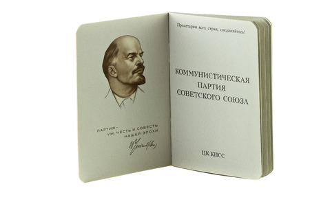 party ticket of the Communist Party of the Soviet Union isolated on a white backgroundのeditorial素材