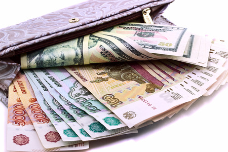 Full  wallet on a white background.の写真素材