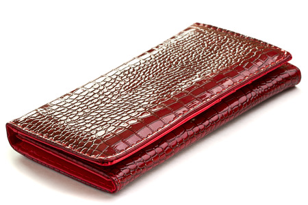 Female red purse on white backgroundの写真素材
