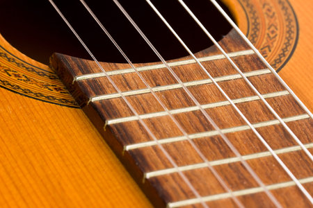 Detail of old classical guitar