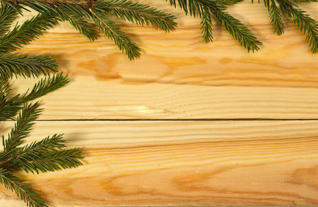 Christmas tree on wooden backgroundの写真素材