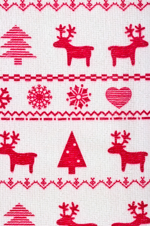 christmas knitting pattern with deers and snowflakesの写真素材