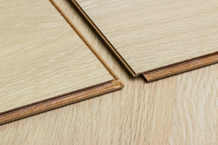 Laying laminate. close-up