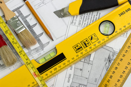 Construction project and tools.  Concept