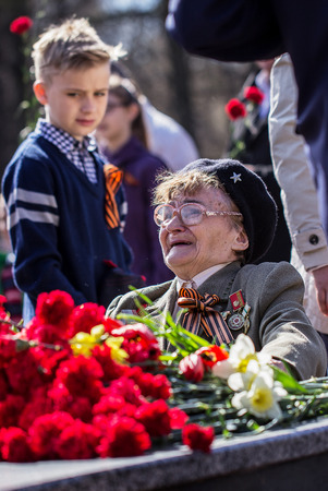 Victory Day. Laying flowers at the Eternal Flame. Izhevsk, May 9のeditorial素材