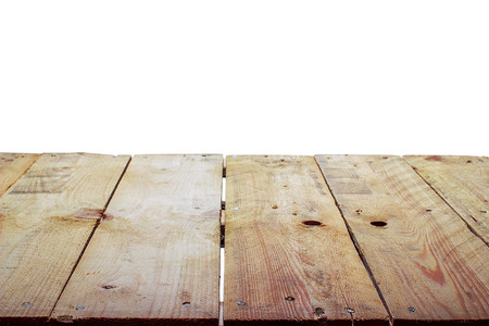 Wooden table on a white background.  Copy spaceの写真素材