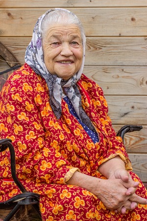 Senior woman portrait.  A photo on outdoorsの写真素材