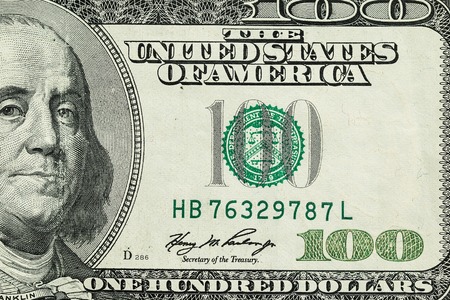 The denomination of one hundred dollars. Can be used as backgroundの写真素材