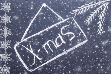 Merry Christmas on the chalk board. Christmas conceptの写真素材