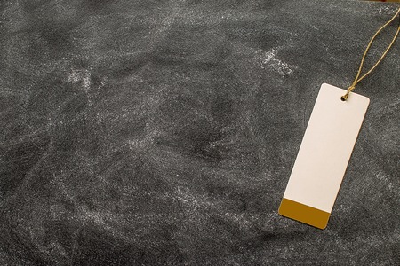 Empty  label on chalkboard with copy space for textの写真素材