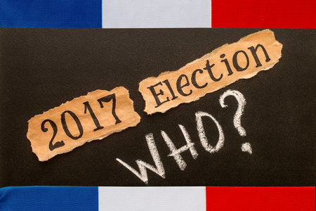 Elections in France. Election 2017, inscription on torn paper shの写真素材